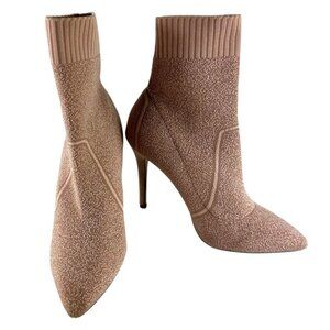 Call It Spring Womens Pink Pointed Toe Knit Ankle Boots W/ Stiletto Heel Sz 8